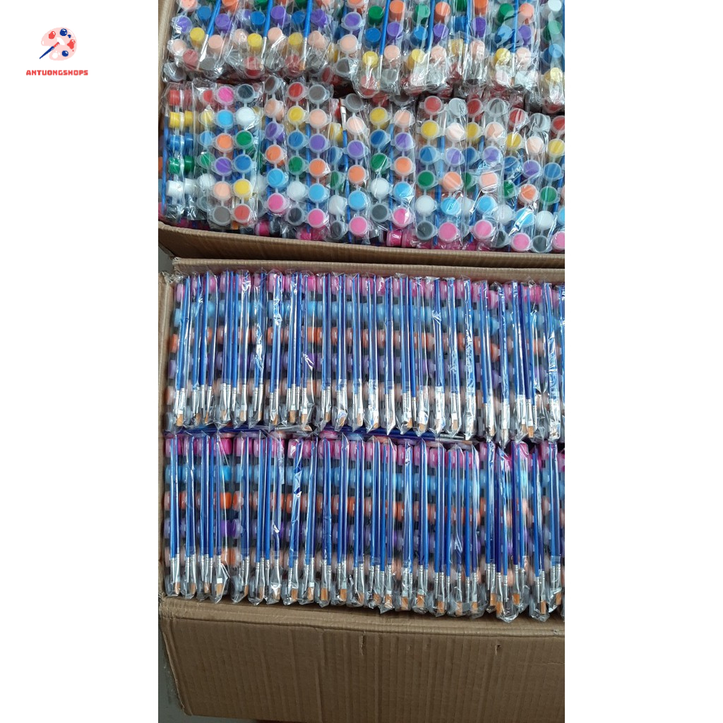 Màu Acrylic, Màu Nước Acrylic Tặng Kèm Cọ, Vẽ lên gỗ, đá, vải, giấy