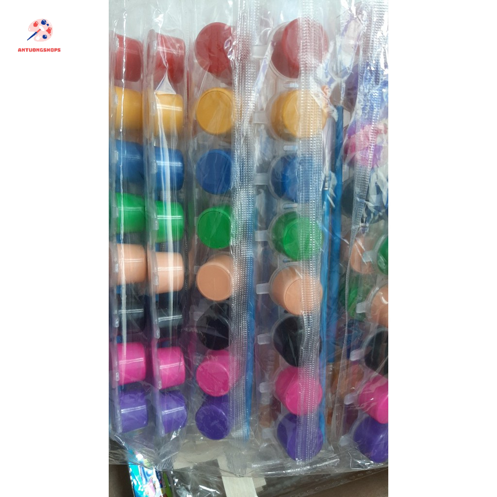Màu Acrylic, Màu Nước Acrylic Tặng Kèm Cọ, Vẽ lên gỗ, đá, vải, giấy