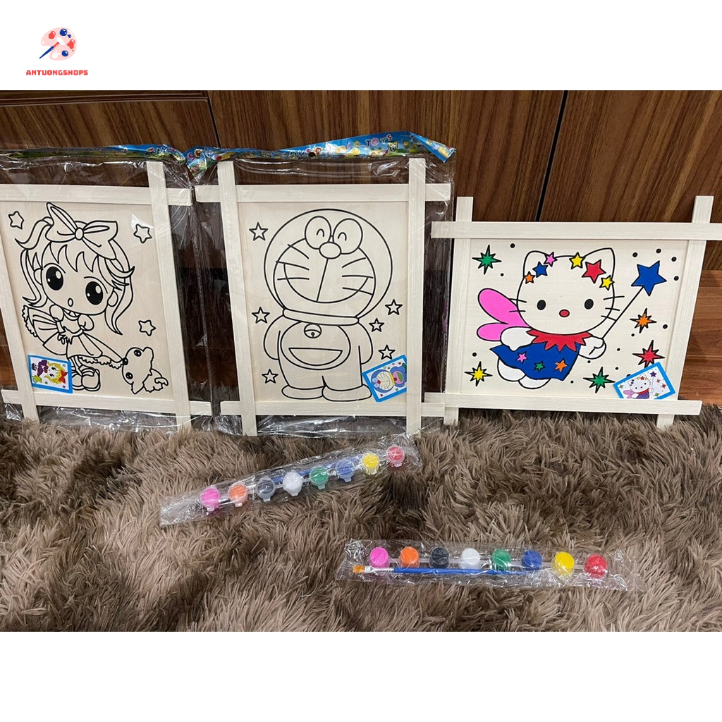 Màu Acrylic, Màu Nước Acrylic Tặng Kèm Cọ, Vẽ lên gỗ, đá, vải, giấy