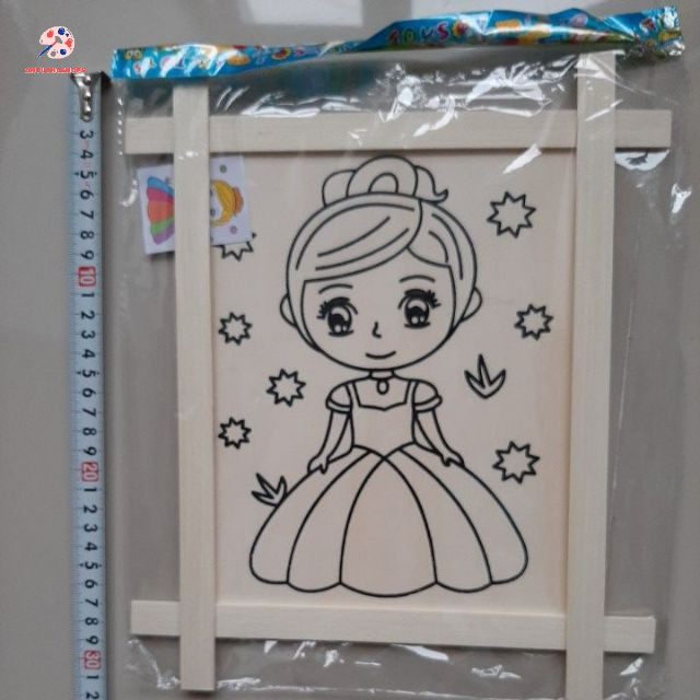 Tranh tô màu bằng gỗ hình công chúa tặng kèm màu nước và cọ giúp phát triển năng khiếu hội hoạ