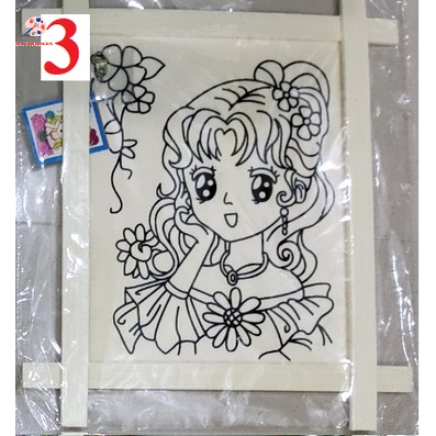 Tranh tô màu bằng gỗ hình công chúa tặng kèm màu nước và cọ giúp phát triển năng khiếu hội hoạ