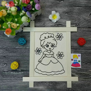 Tranh gỗ tô màu dễ thương tặng kèm 1 vỉ 8 màu cơ bản và 1 cọ giúp bé phát triển năng khiếu hội họa