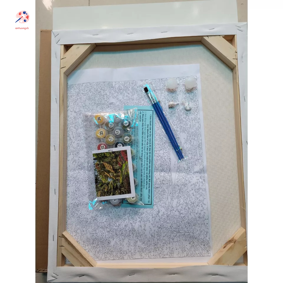 Tranh tô màu theo số tranh số hóa 40x50cm hình phong cảnh đẹp mê ly đã căng khung hàng có sẵn