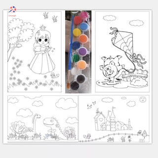 Tranh tô màu bằng vải toan 20x30 tặng sơn acrylic 12 màu + 2 cọ vẽ giúp bé phát triển năng khiếu hội họa
