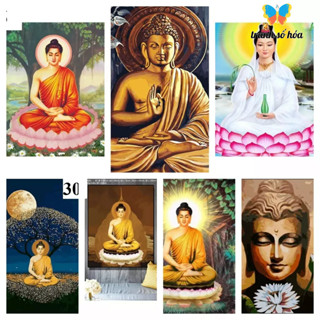  Tranh tô màu theo số tranh số hóa 40x50cm hình Phật giáo đã căng khung hàng có sẵn 