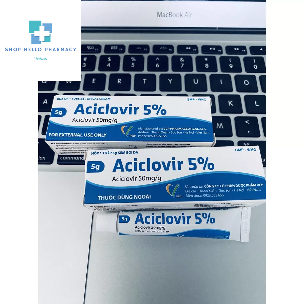 Kem bôi Aciclovir5% tuýp 5g bôi Sau Xăm Môi, Herpes, Giời Leo, Thuỷ Đậu