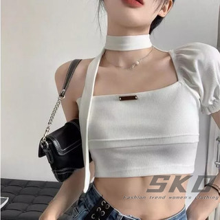 「kikii」áo sơ mi crop top zwqfp ngắn thời trang dành cho nữ