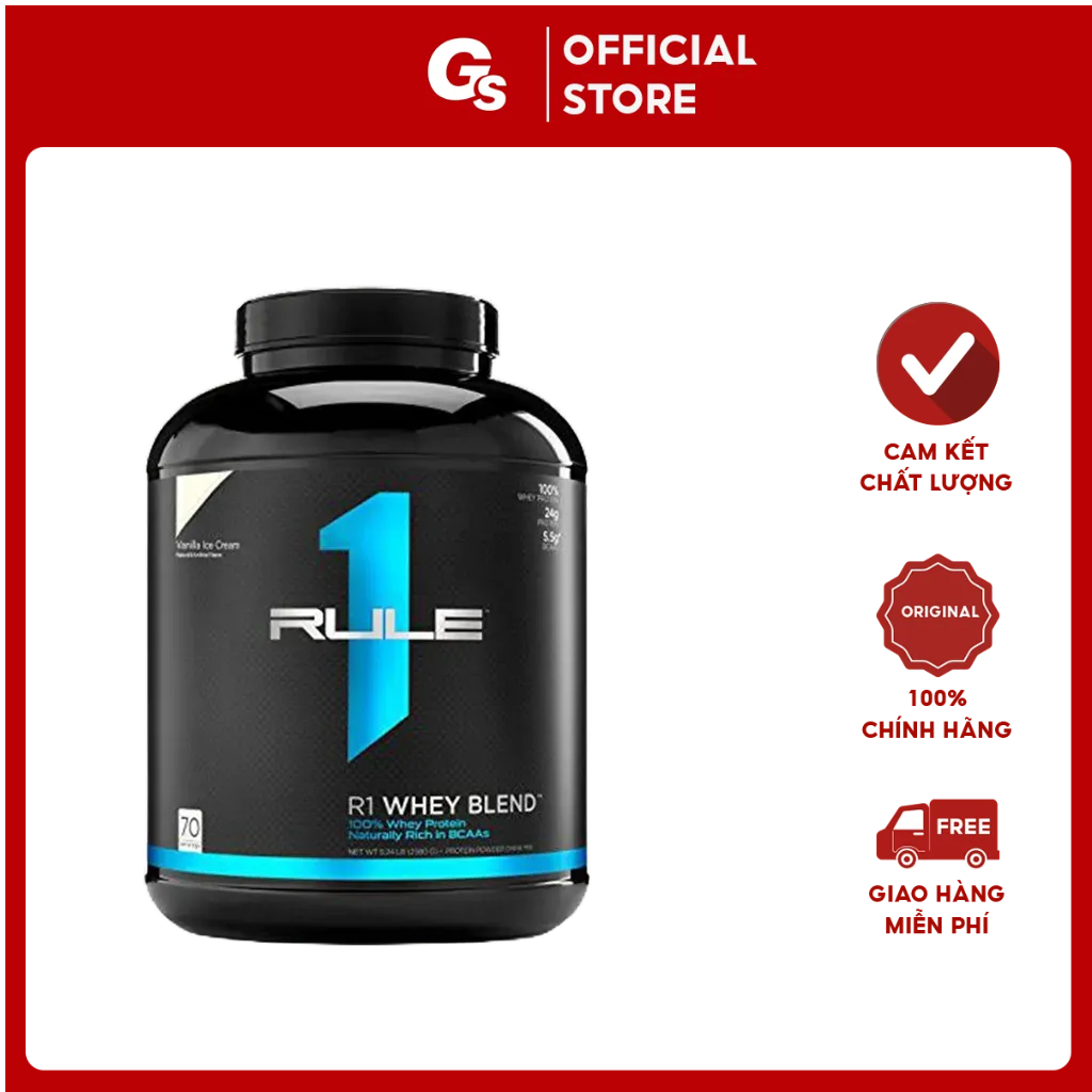Sữa tăng cơ Rule1 Whey Blend 5 Lbs (2.3kg) 70 Servings nhập khẩu Mỹ phân phối chính hãng Gymstore ngăn dị hóa cơ bắp