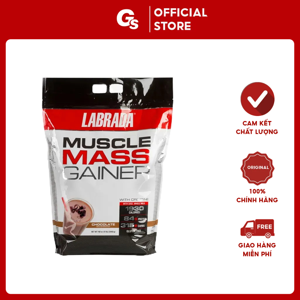 Sữa tăng cân Labrada Muscle Mass Gainer 12 Lbs (5443 g) nhập khẩu Mỹ phân phối Gymstore