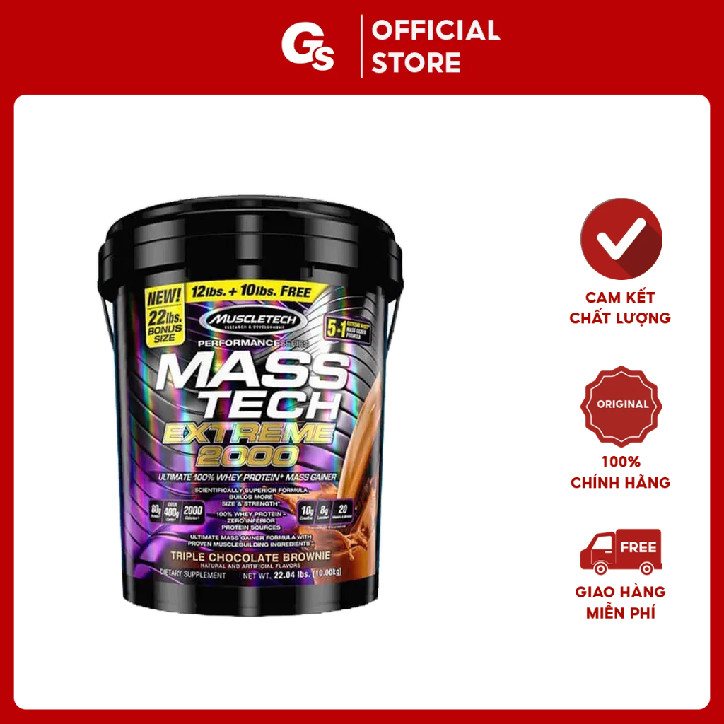 Sữa tăng cân MuscleTech Mass Tech Extreme 2000, 22Lbs (10 Kg)