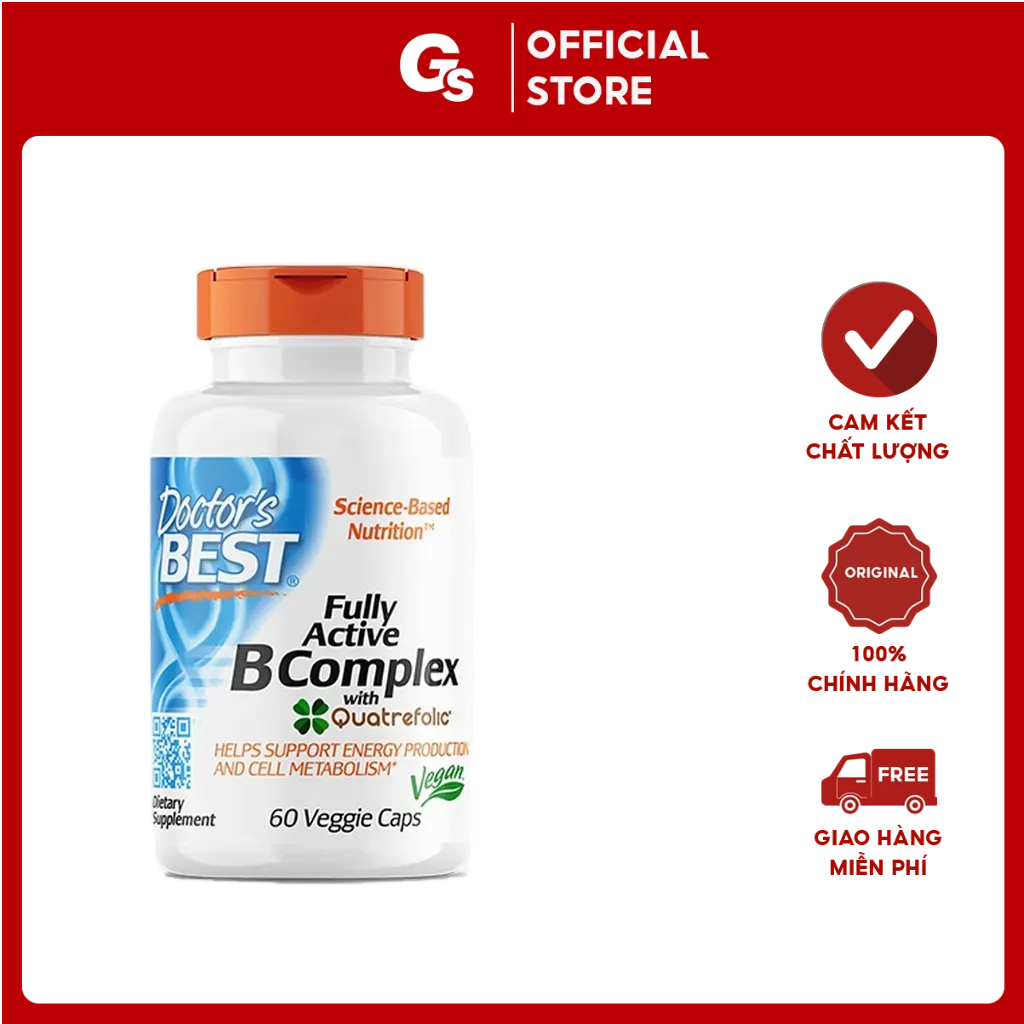 Viên uống Doctor's Best Fully Active B Complex with Quatrefolic (60 viên) nhập khẩu Mỹ - Gymstore