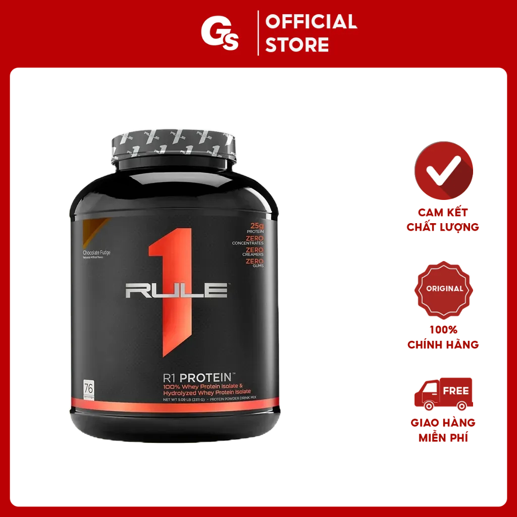 Sữa tăng cơ Rule 1 R1 Protein 5.03 Lbs (2,288 kg) nhập khẩu Mỹ, phân phối Gymstore phục hồi phát triển cơ bắp