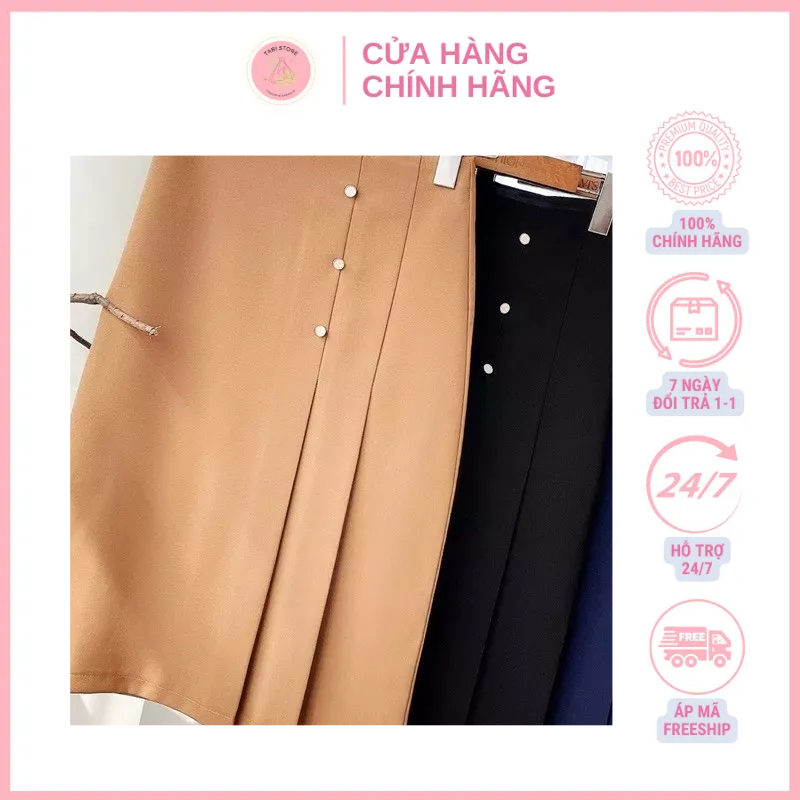 Chân váy G180 xếp nếp đính cúc, đầm công sở thiết kế đẹp và lạ, dễ phối với các loại áo kiểu và sơ mi - GEM Fashion