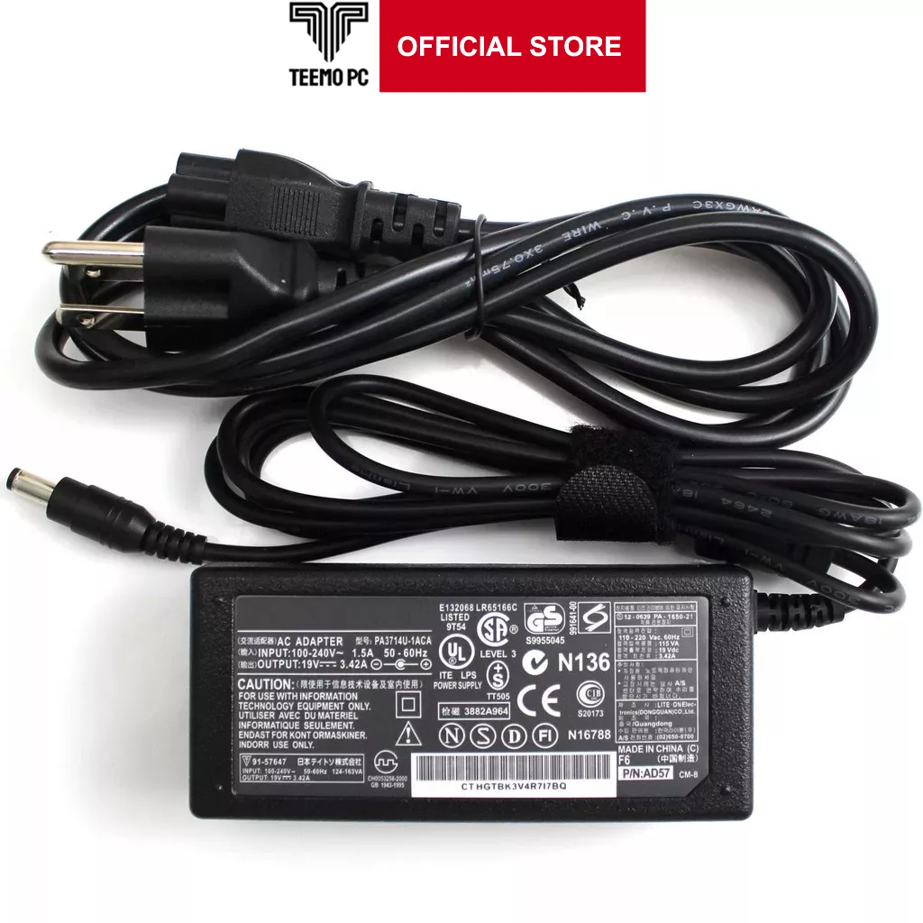 Sạc Cho Laptop Toshiba Satellite P300 P305 P355 Adapter 19V-3.42A - Hàng Zin New Seal TEEMO PC TEAC1