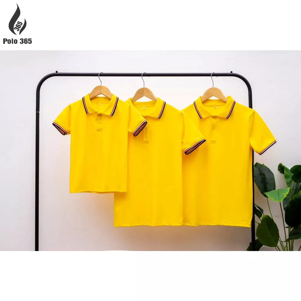 Áo thun polo đồng phục, áo Gia đình trắng 2 sọc các màu - Chất liệu cá sấu poly 4c