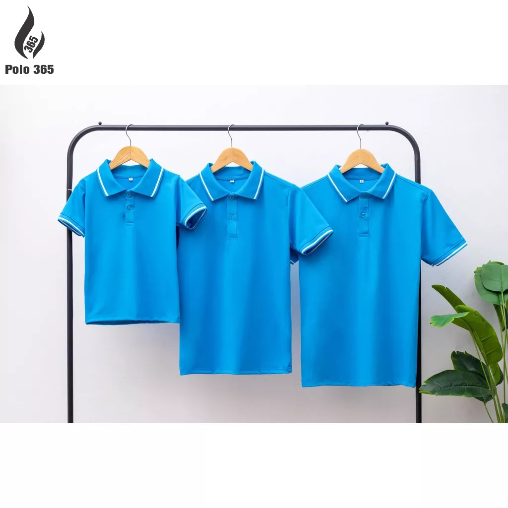 Áo thun polo đồng phục, áo Gia đình trắng 2 sọc các màu - Chất liệu cá sấu poly 4c