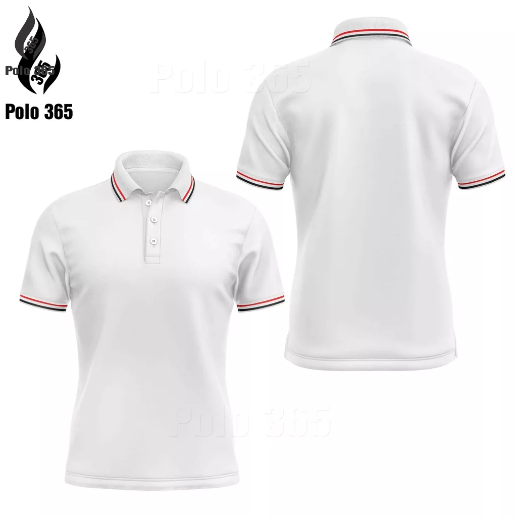 Áo thun polo đồng phục, áo Gia đình trắng 2 sọc các màu - Chất liệu cá sấu poly 4c