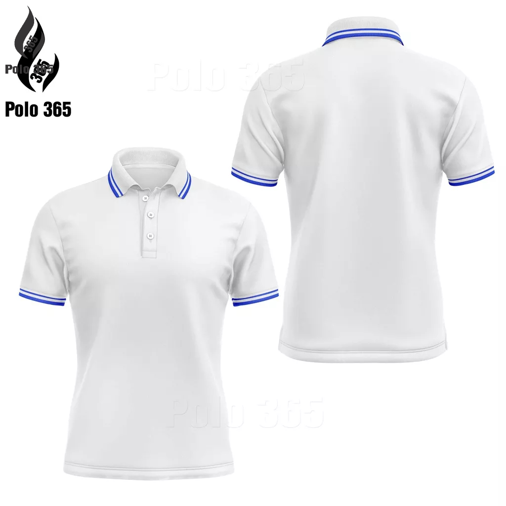 Áo thun polo đồng phục, áo Gia đình trắng 2 sọc các màu - Chất liệu cá sấu poly 4c