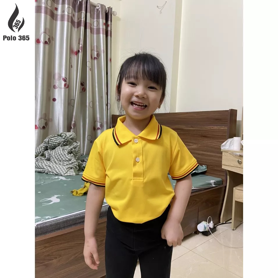 Áo thun polo đồng phục, áo Gia đình trắng 2 sọc các màu - Chất liệu cá sấu poly 4c