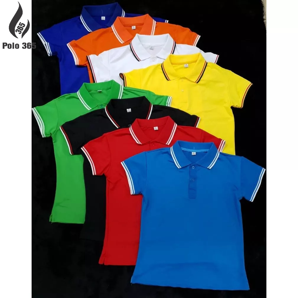 Áo thun polo nam nữ, áo đồng phục chất liệu cá sấu poly màu Vàng 2 sọc - AT050