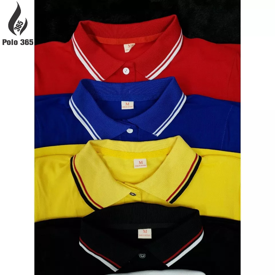 Áo thun polo nam nữ, áo đồng phục chất liệu cá sấu poly màu Vàng 2 sọc - AT050