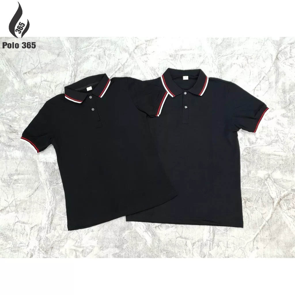 (Giá Lẻ = Giá Sỉ) Áo thun polo nam nữ, áo đồng phục chất liệu cá sấu poly màu ĐEN 2 sọc - AT048