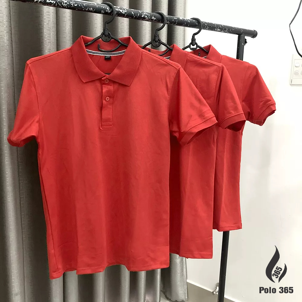 (Giá Lẻ = Giá Buôn) Áo Thun POLO Cá Sấu poly 4 Chiều GIÁ XƯỞNG Màu Đỏ Tươi - AT039