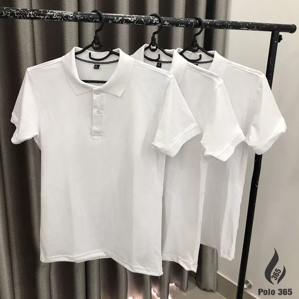 Áo polo Thun đồng phục Có Cổ Cá Sấu poly 4 Chiều trắng Cho Nam và Nữ - AT033
