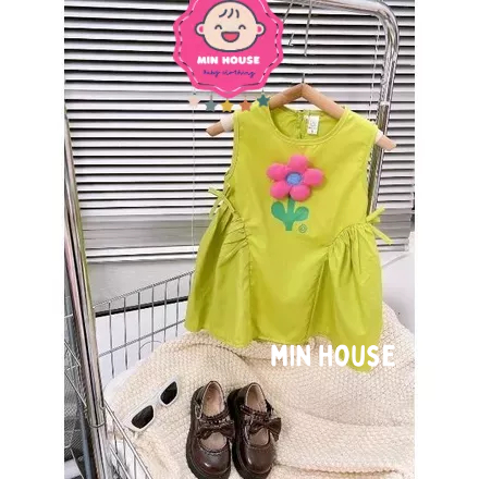 Váy thô dáng chữ A đính hoa nổi siêu xinh cho bé gái diện hè, đi biển, đi chơi