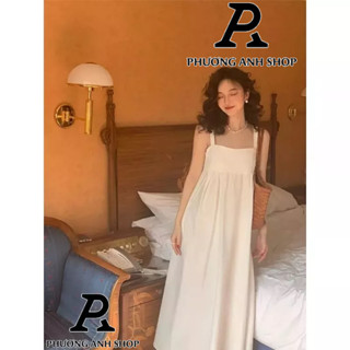 Đầm 2 dây babydoll dáng xoè dài, váy hai dây dễ thương 0090