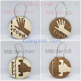 Bảng 2 mặt pull push, bảng kéo đẩy bằng gỗ treo cửa kính decor trang trí cửa ra vào