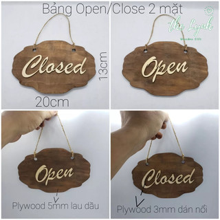 Bảng open closed decor vintage 2 mặt bằng gỗ trang trí đóng mở cửa, bảng gỗ treo cửa