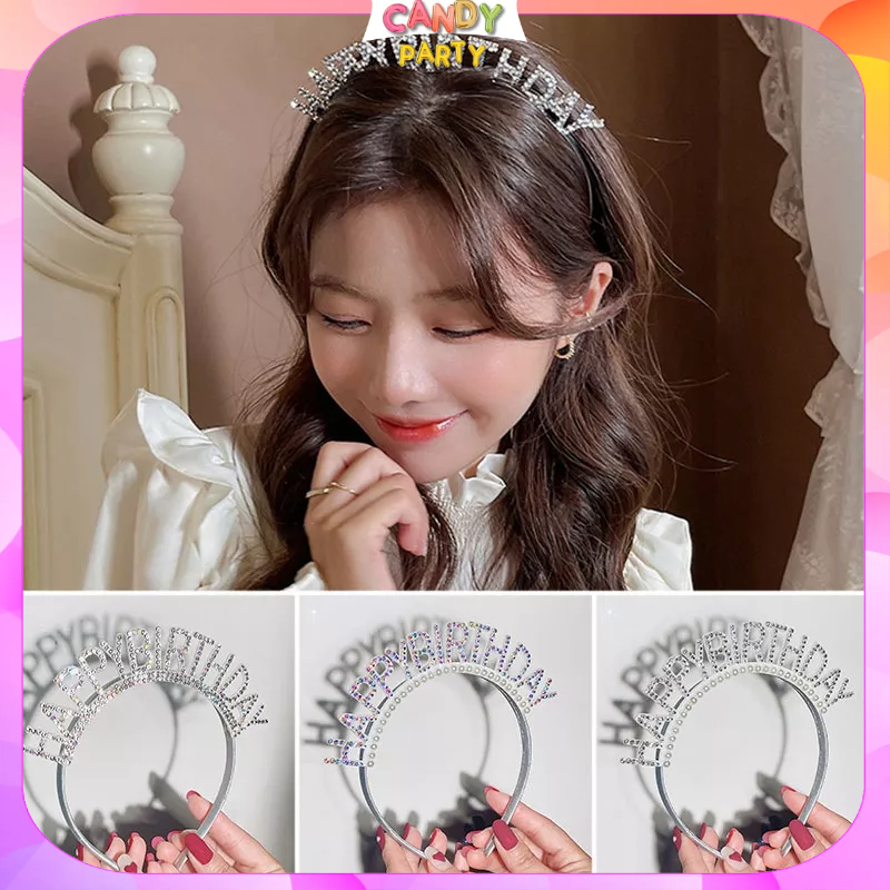 Cài Tóc Chữ HAPPY BIRTHDAY, Bờm Tóc Sinh Nhật Đính Đá Kim Cương Lấp Lánh Sang Trọng Dành Cho Nữ