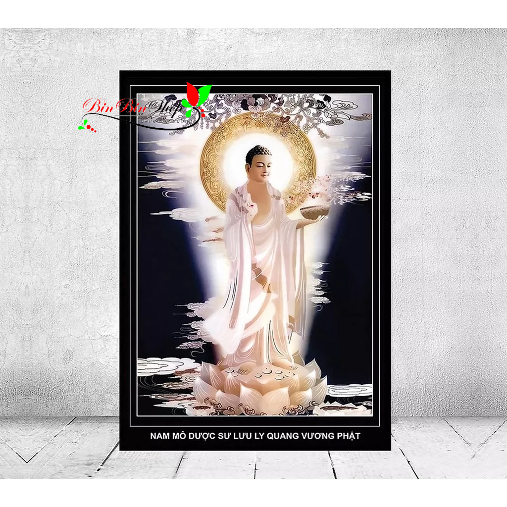 Tranh treo tường tranh trang trí dược sư quang vương phật tặng kèm đinh 3 chân