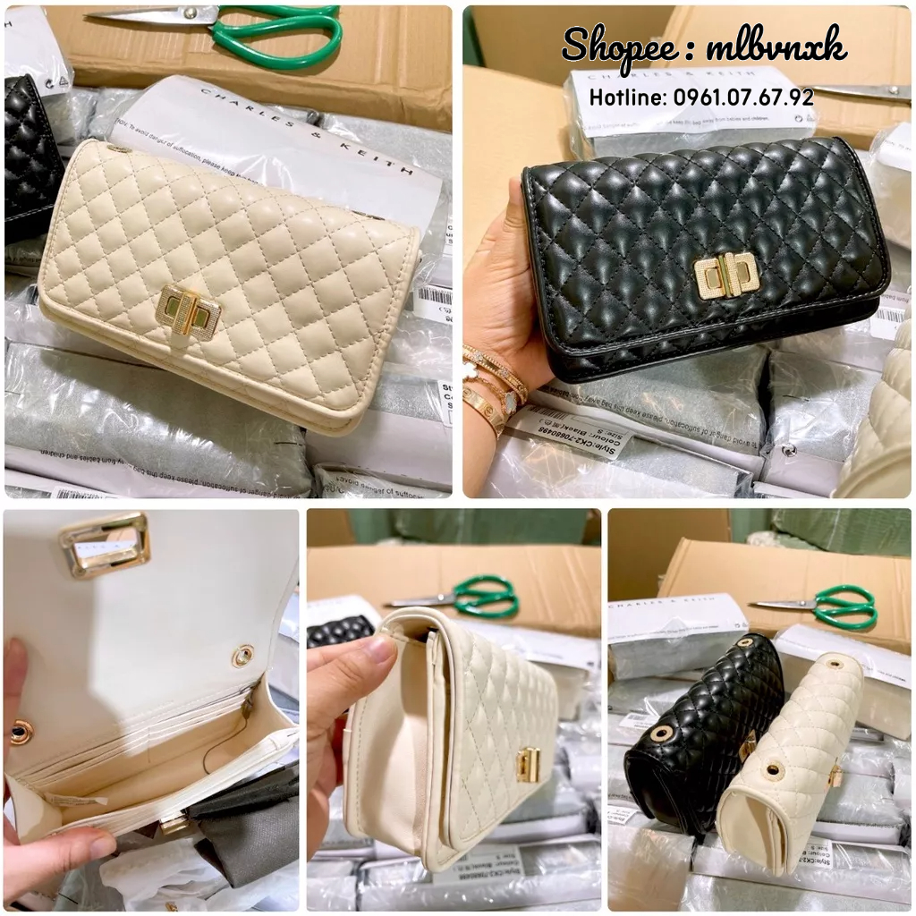ẢNH THẬT - Túi CNK Trần Trám Khóa Xoay Size 20 - CHARLES & KEITH