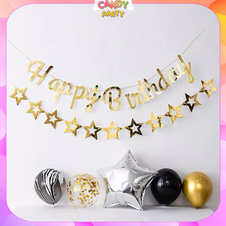 Dây chữ happy birthday bằng giấy, trang trí sinh nhật