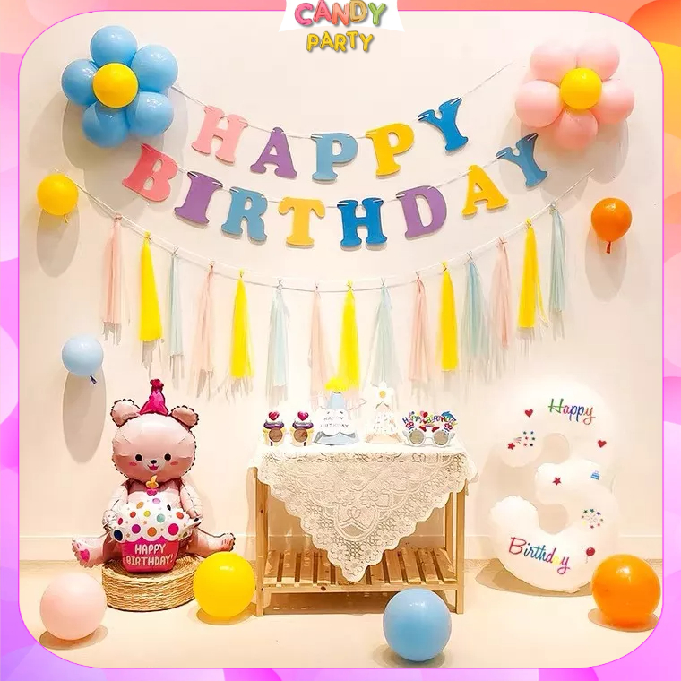 Dây chữ happy birthday bằng giấy, trang trí sinh nhật