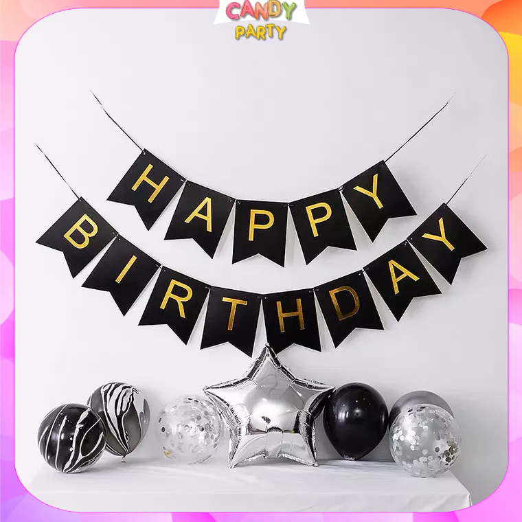 Dây chữ happy birthday bằng giấy, trang trí sinh nhật
