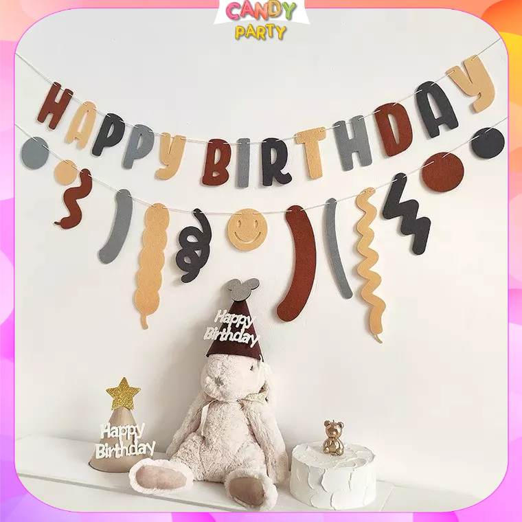 Dây chữ happy birthday bằng giấy, trang trí sinh nhật