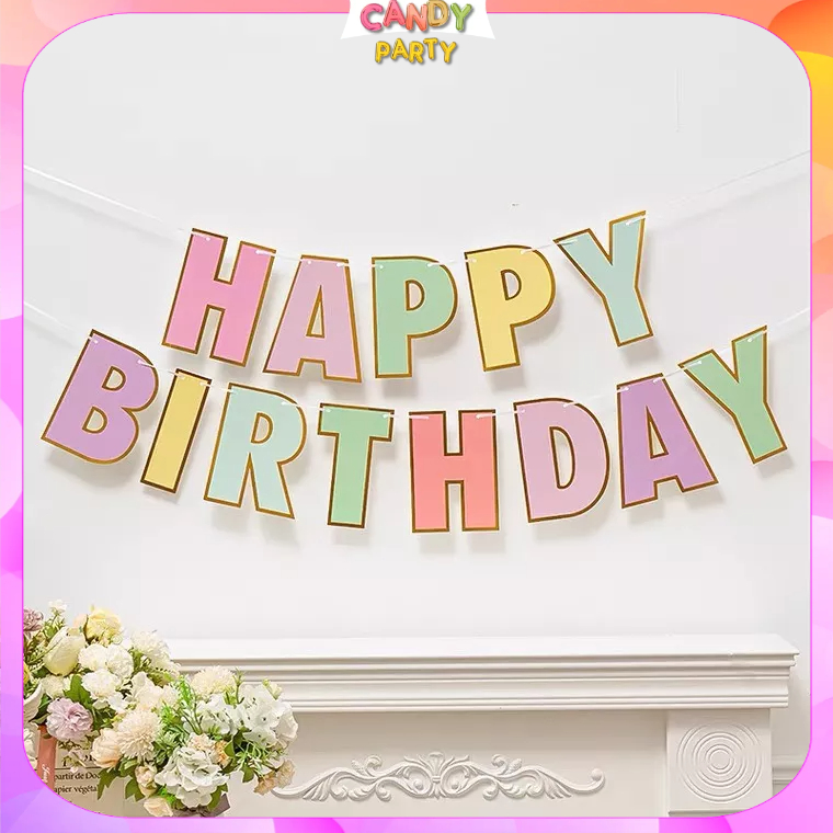 Dây chữ happy birthday bằng giấy, trang trí sinh nhật