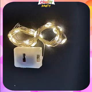 Dây đèn led đom đóm nhấp nháy màu vàng nắng có 3 chế độ nháy dùng pin trang trí decor