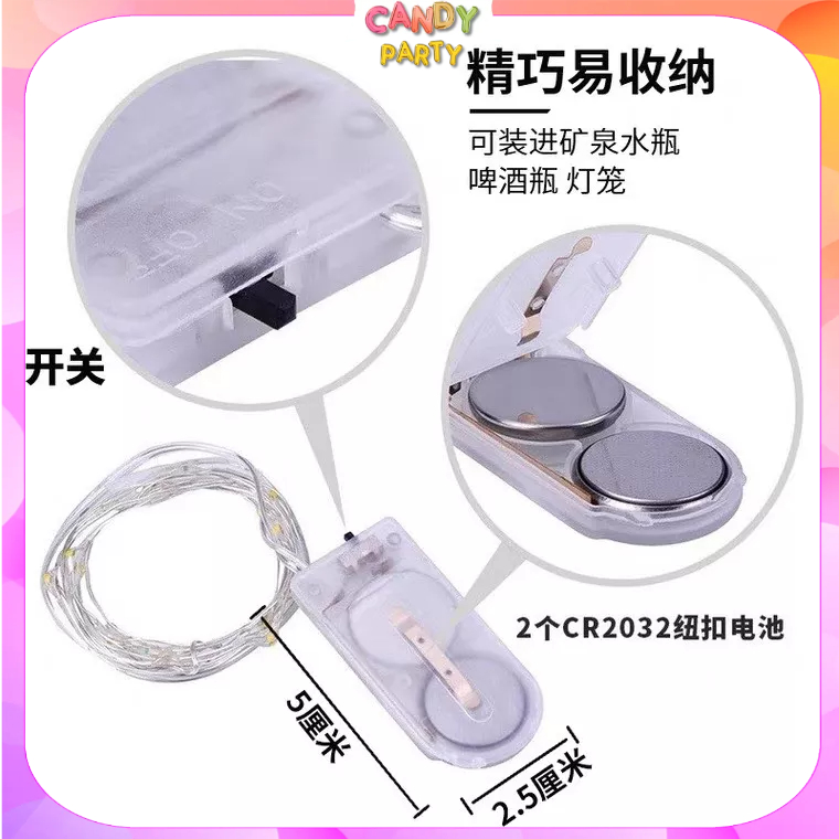 Dây đèn led đom đóm nhấp nháy màu vàng nắng có 3 chế độ nháy dùng pin trang trí decor