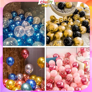 Set 30 bóng bay mix sinh nhật trang trí sinh nhật, đám cưới, tiệc tùng sẵn các màu, pastel, bóng nhũ, bóng chấm sao  BB6