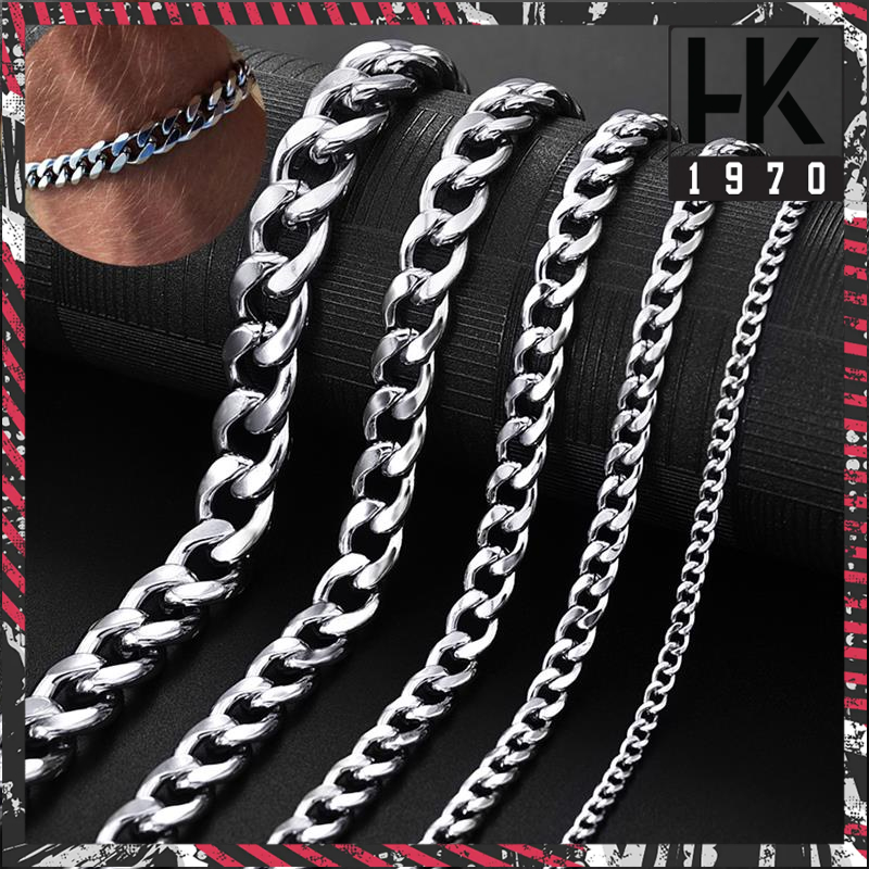 Vòng Tay Unisex phong cách Dây Xích 4-8mm Bằng Thép Không Gỉ Màu Bạc Cho Cặp Đôi Q062