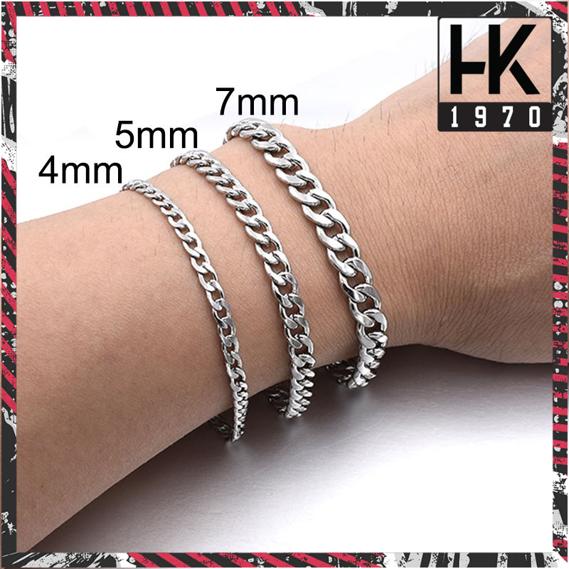 Vòng Tay Unisex phong cách Dây Xích 4-8mm Bằng Thép Không Gỉ Màu Bạc Cho Cặp Đôi Q062