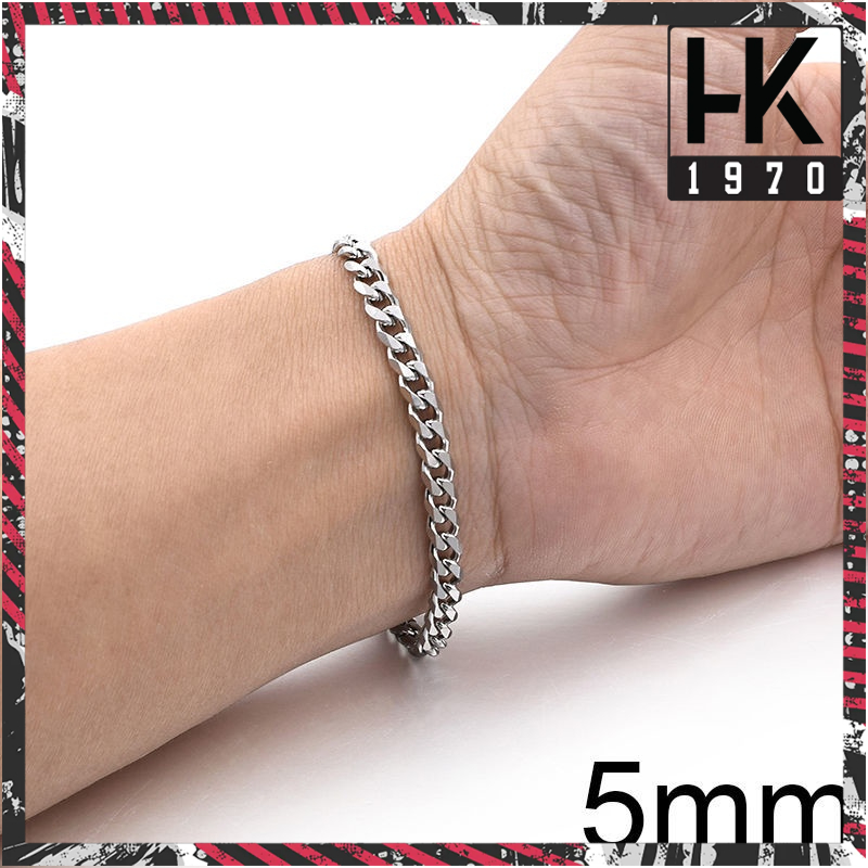 Vòng Tay Unisex phong cách Dây Xích 4-8mm Bằng Thép Không Gỉ Màu Bạc Cho Cặp Đôi Q062