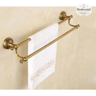 Thanh vắt khăn, máng treo khăn phòng tắm 2 thanh bằng đồng 100% kanly gck12-gck11 chính hãng