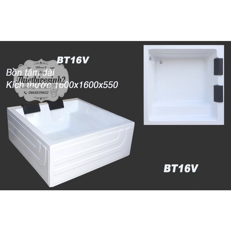 Bồn tắm nằm massage , sục khí 2 người 1600x1600 diện tích lớn