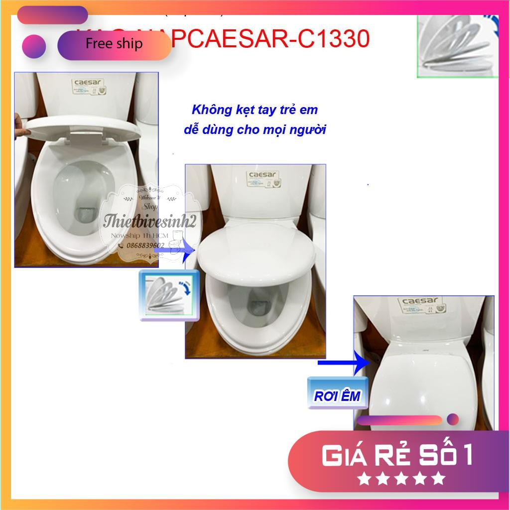 Nắp bồn cầu thay thế Caesar -nắp nhựa rơi êm gắn bồn cầu thân dài caesar CD1330,CD1331,CD1340,CD1345,CD1348,CD1530