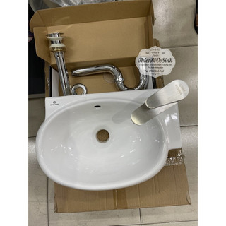 Lavabo góc mini , chậu rửa mặt nhỏ góc tưởng cho không gian chật hẹp dùng trong y tế lỗ vòi phải